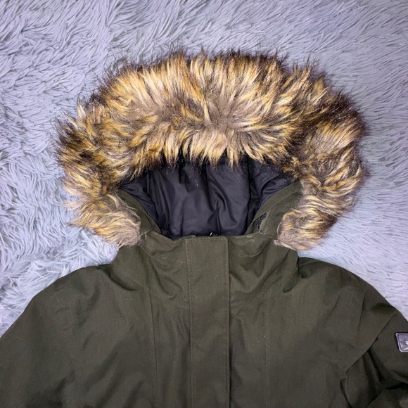 The North Face Winter Coat Women's Small Arctic ii Parka 550 Down Green Fur Hood - Picture 8 of 16